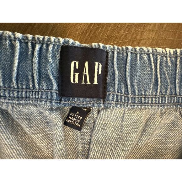 NWT Gap Denim Distressed Pull On Carpenter Jeans Pants Raw Hem Size Small Petite - Picture 5 of 13